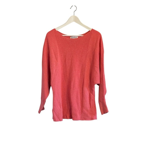 Tommy Bahama Womens Bonita Coral Sparkle Dolman Sleeves Sweater Knit Size Medium - Picture 7 of 7